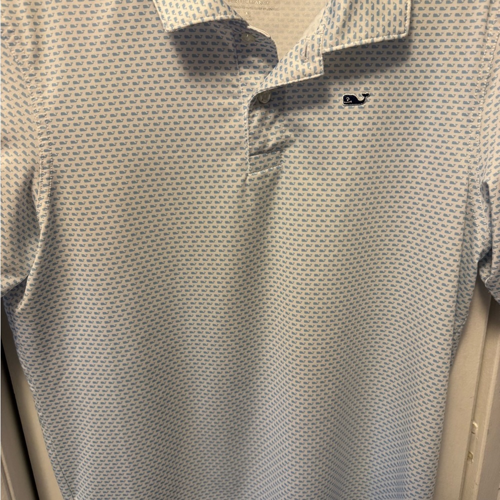 Vineyard Vines Boys White and Blue Patterned Polo 🐳